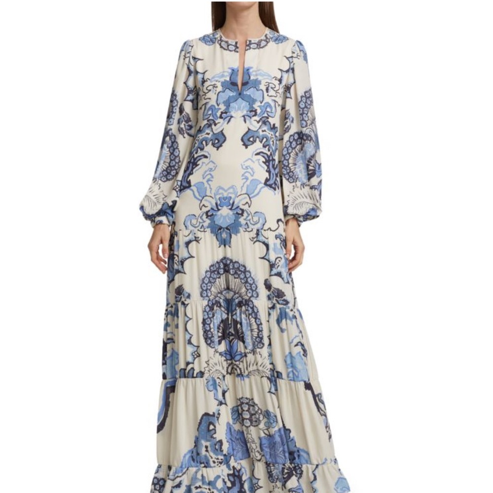 Johanna Ortiz Constellation Of Traits Crepe Tiered Maxi Dress - Picture 1 of 10